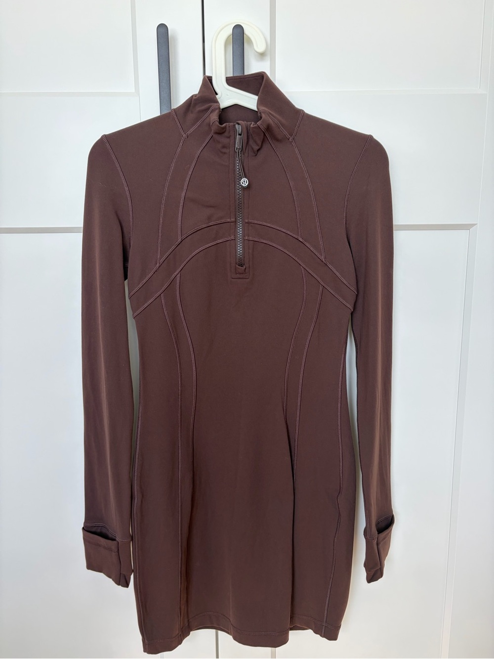 lululemon athletica Brown Long-Sleeve Zip Mock-Neck Dress